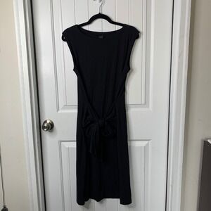 Kal Rieman Black Midi Dress‎ Tie Back Sleeveless Dress Size Small minimalist